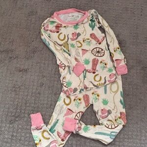 Little Sleepies pink rodeo print 2 piece pj’s